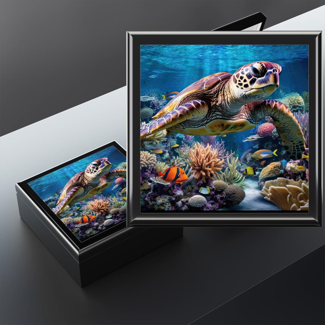 Sea Turtle Jewelry Box: Ocean Scene Keepsake Box - Etsy