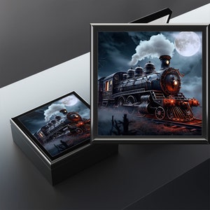 Locomotive Keepsake Box, Classic Train Storage Box, Elegant Gift for Train Fan, Gift for Train Guy, Declutter Gift for Train Enthusiast