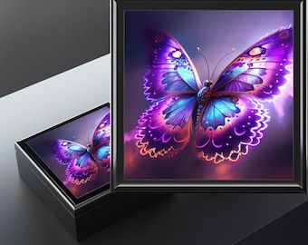 Purple Butterfly Jewelry Box: Artisan Keepsake Storage