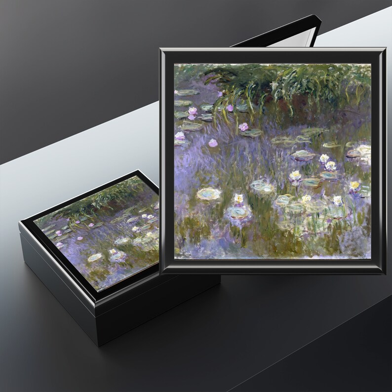 Water Lilies Jewelry Box Claude Impressionist Keepsake Etsy