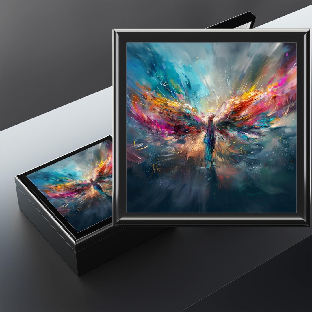 Abstract Angel Jewelry Box: Colorful Keepsake, Remembrance Gift - Etsy