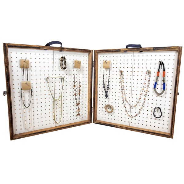 Portable Pegboard Display Stand for Craft Shows - Paparazzi Jewelry Carrying Case, Peg Board Self Standing Rack, Earring, Necklace Organizer
