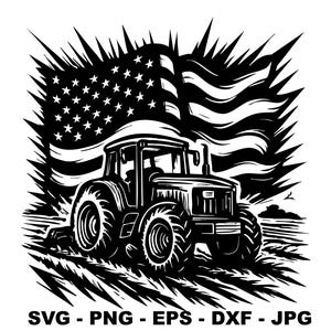 Vintage American Flag Tractor png, dxf, eps, jpeg, png - Patriotic Farm Life Graphic for Memorial & Independence Day, Western Sublimations