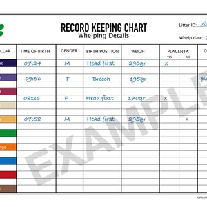 Puppy Breeding Charts in PDF / Record Keeping Charts for - Etsy