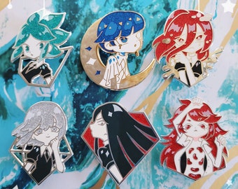 Houseki Glitter Enamel Pins - Phosphophyllite, Cinnabar, Antarcticite, and more!