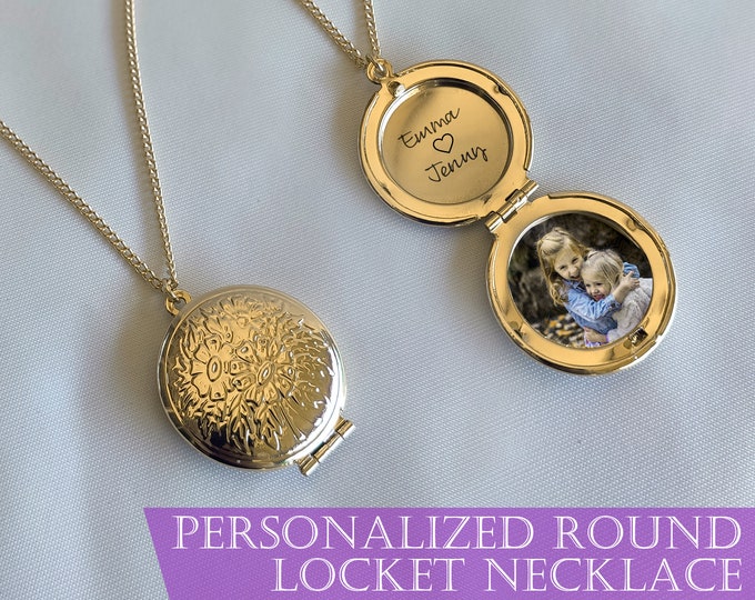 Personalized Gold Locket Necklace With Photo Etsy
