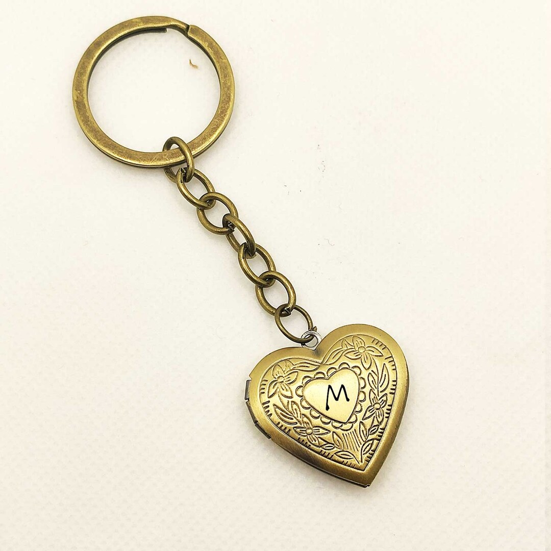 Personalized Heart Locket Keychain With Photo Etsy