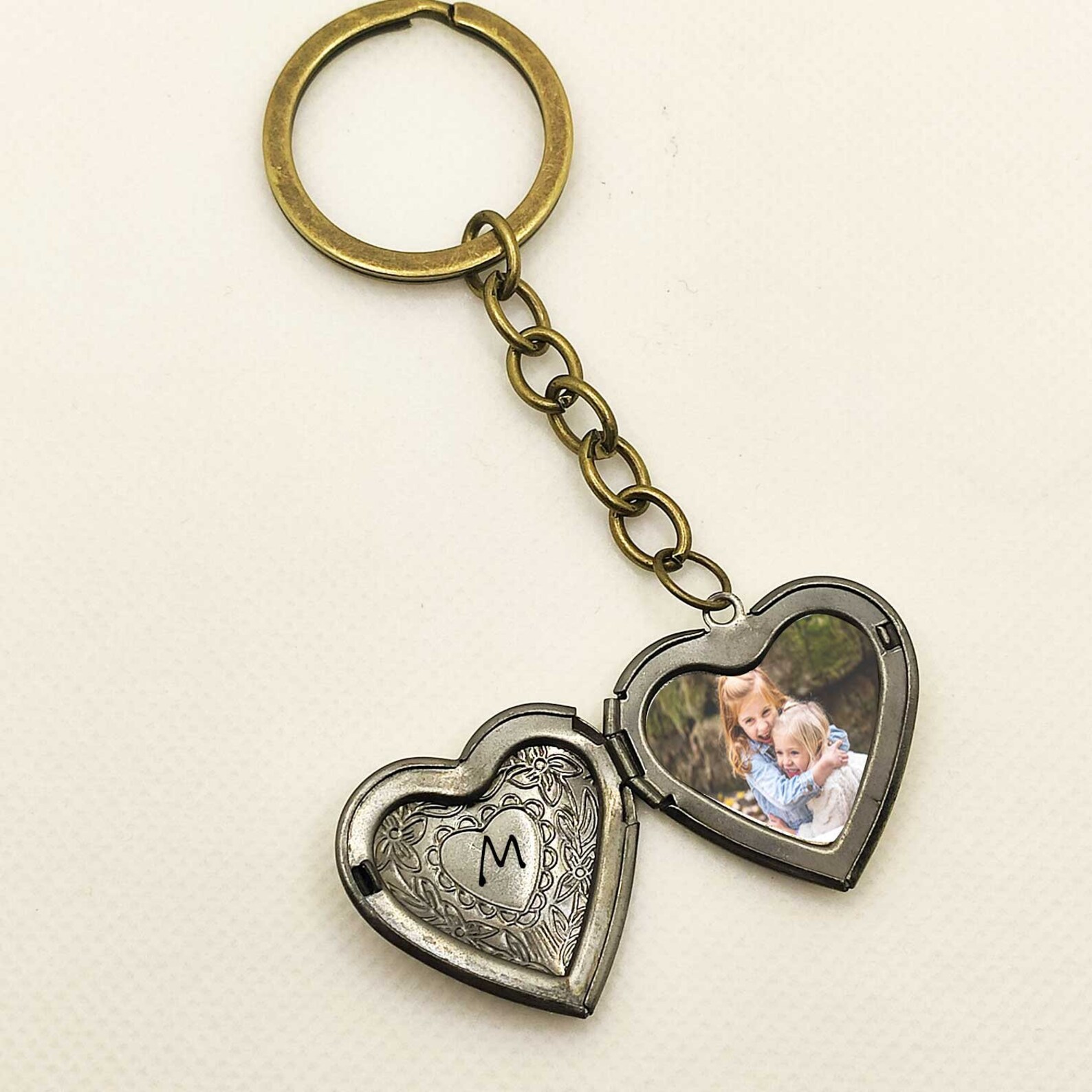 Personalized Heart Locket Keychain With Photo Etsy