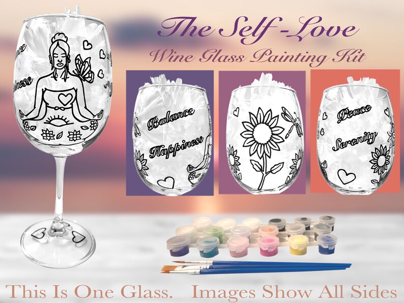 Selflove Wine Glass Painting Kit for Paint and Sip Party / Etsy