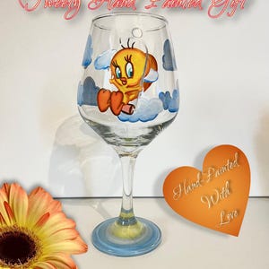 Tweety Bird hand-Painted Wine glass gift | Made to Order