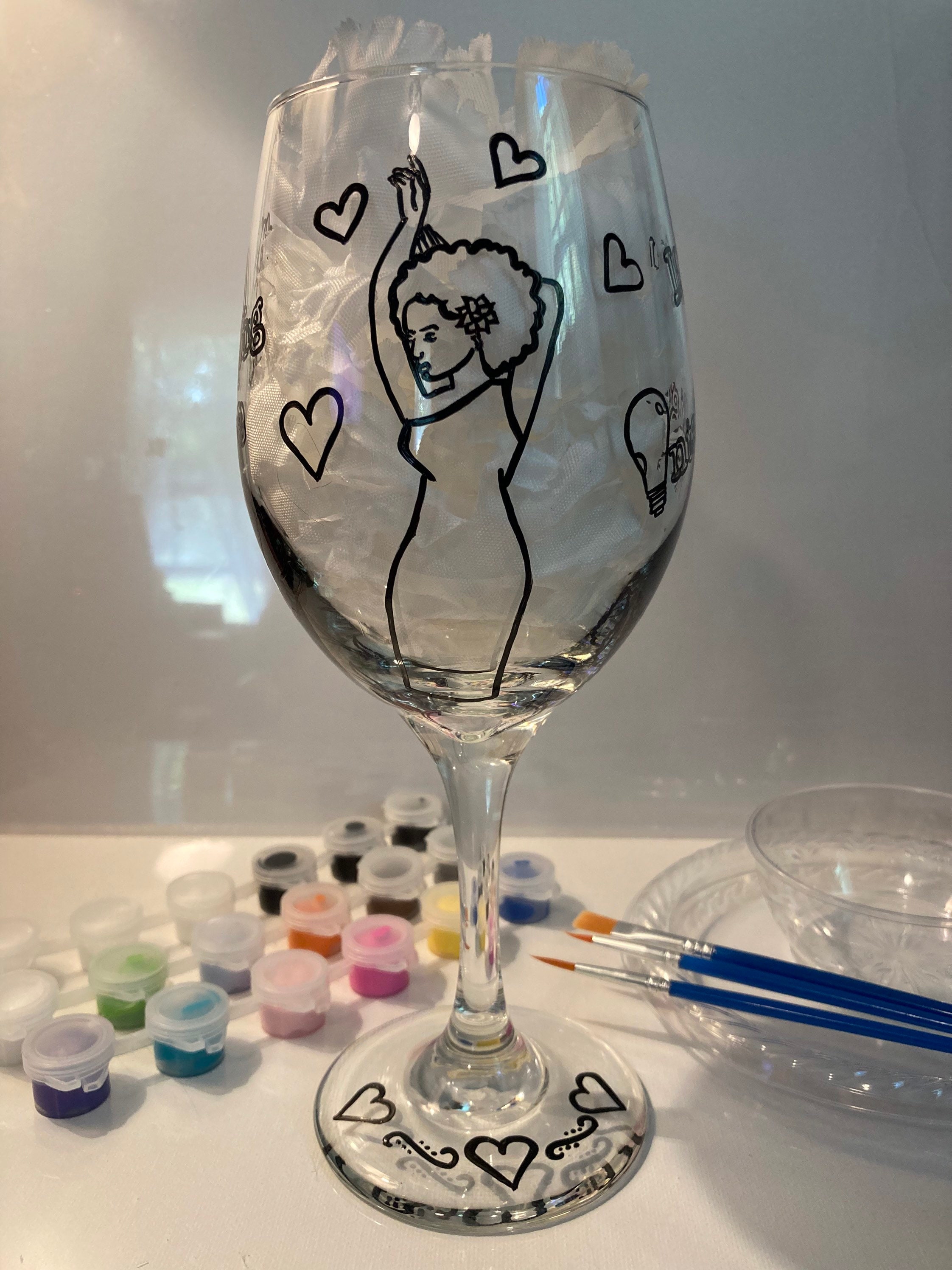 The Empowerment Wine Glass Painting Kit for Paint and Sip Party / Paint