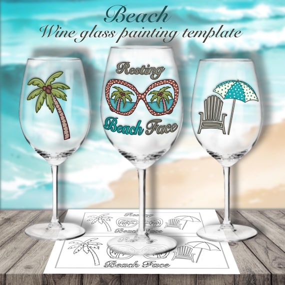 beach themed hand painted wine glasses Beach Themed Stemless Wine Glasses, Cocktail Glasses, Beach Decor, Cus –  Elizabeth Leigh Arts