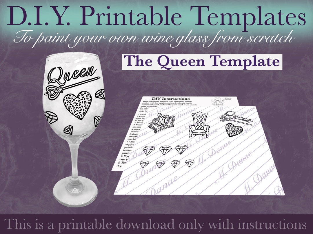 The Queen Printable Template Download for DIY Wine Glass Painting - Etsy