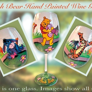 Pooh Bear Hand Painted Wine Glass | Made to Order