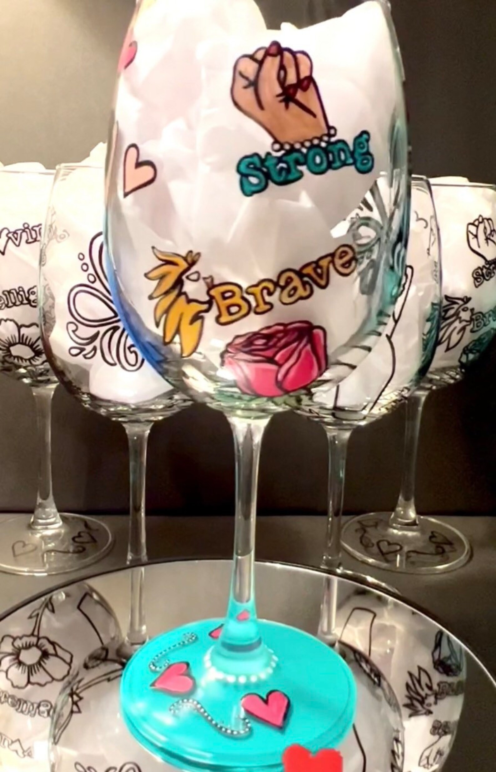 The Empowerment Wine Glass Painting Kit for Paint and Sip Party / Paint