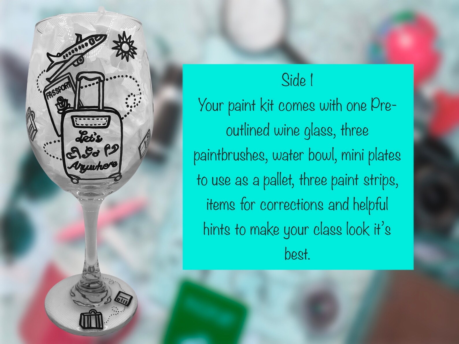 The Traveler Wine Glass Painting Kit for Paint and Sip / Paint Etsy