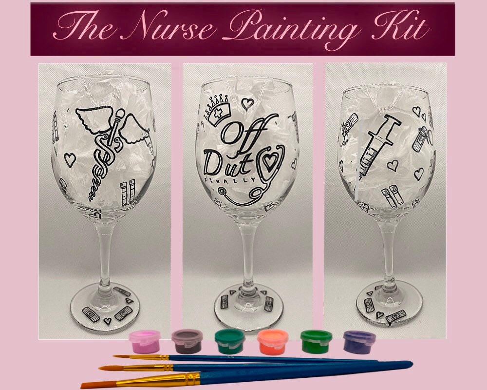 The Nurse Wine Glass Painting Kit Etsy