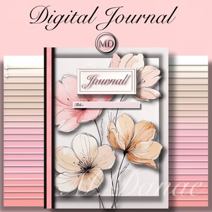 Pretty Flowers Digital Journal Cover and Paper PNG | Goodnotes | Procreate | Reflection