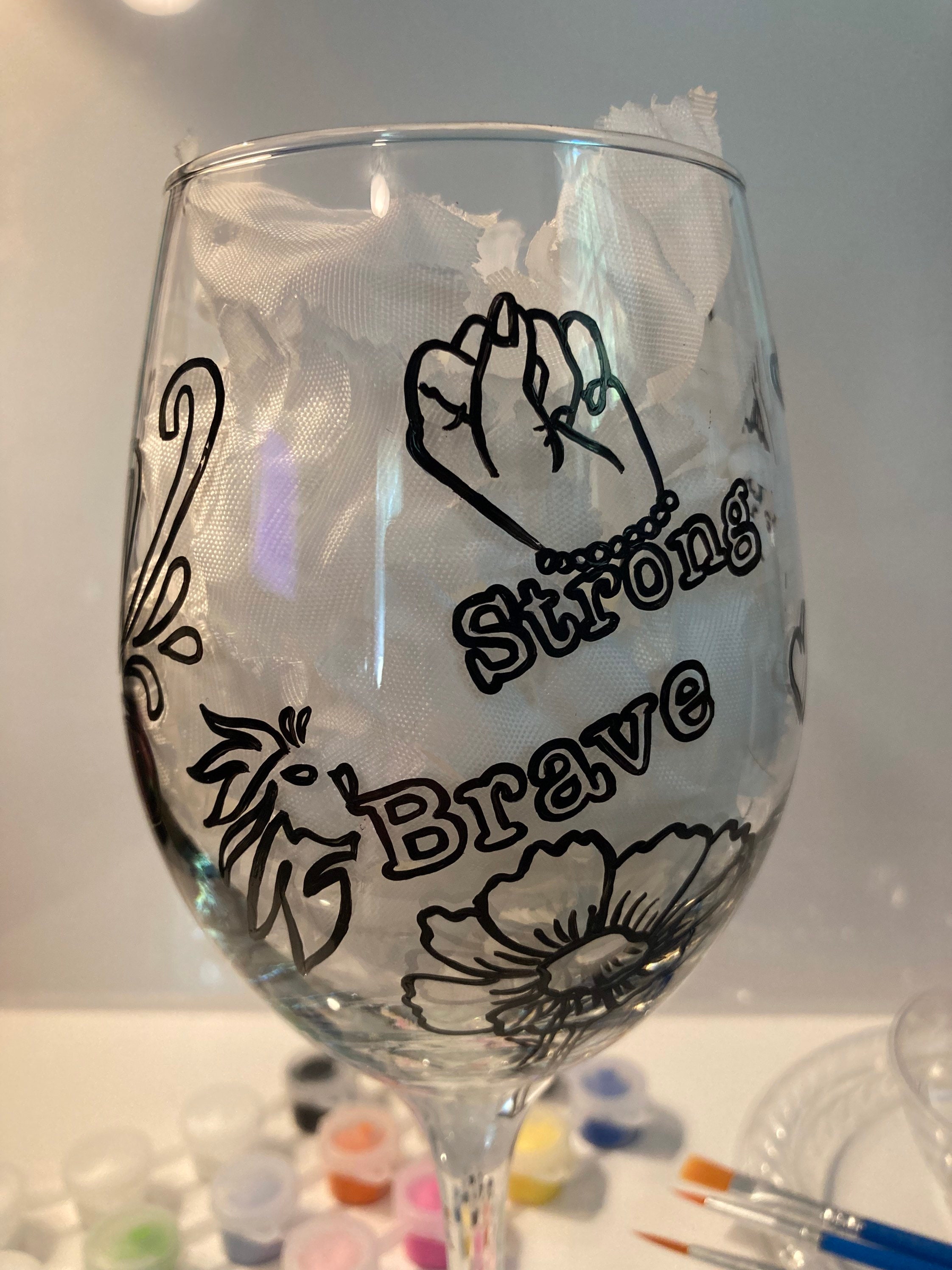 The Empowerment Wine Glass Painting Kit for Paint and Sip Party / Paint