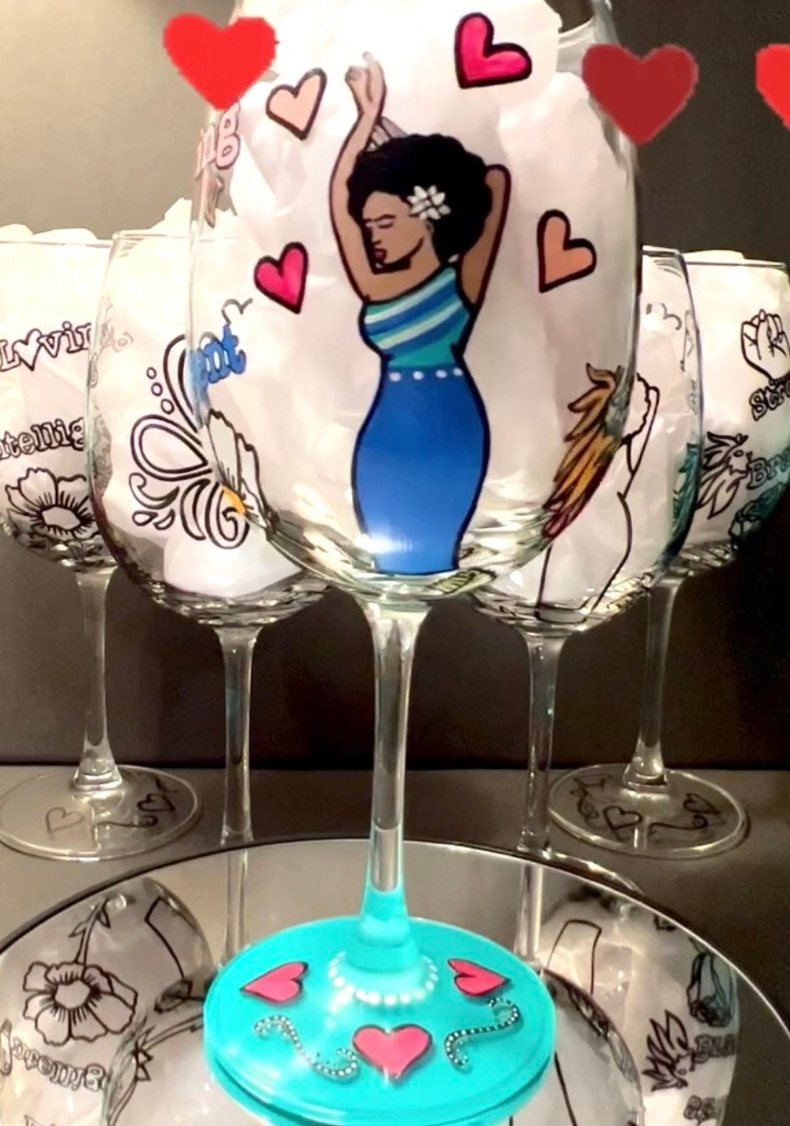 The Empowerment Wine Glass Painting Kit for Paint and Sip Party / Paint