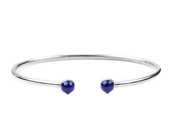 Sterling silver bracelet with lapis lazuli gemstone, bracelet cuff silver, bracelet silver cuff, sterling silver for women,handmade bracelet