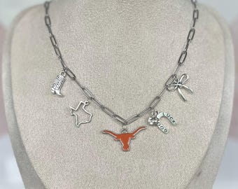 University of Texas Charm Necklace tarnish resistant *Customizable