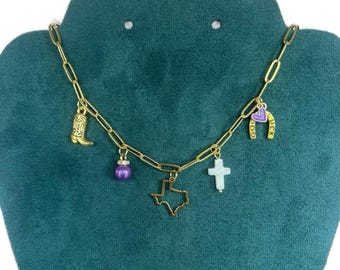 TCU Charm Necklace 14k gold plated  *Customizable | Texas Christian University Necklace | TCU jewelry