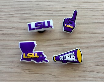 LSU-schoenbedels set van 4 | LSU Tigers-schoenbedels | LSU krokodillenbedel