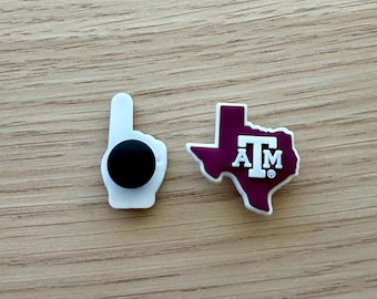 Set van 2 schoenbedels Texas A en M | Schoenbedels Texas A en M | Aggie krokodillenbedel