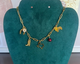 Texas A&M Charm Necklace 14k gold plated  *Customizable
