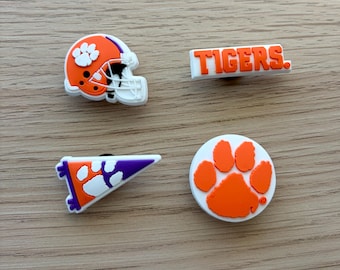 Clemson Tigers schoenbedels set van 4 |  Clemson-schoenbedels | Clemson croc jibbitz