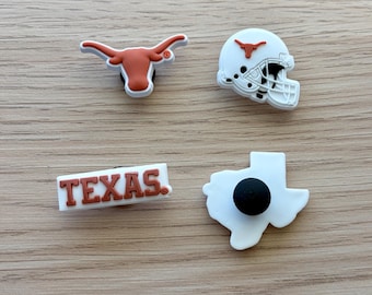Set van 4 schoenbedels University of Texas | UT-schoenbedels | Longhorn krokodillenbedel