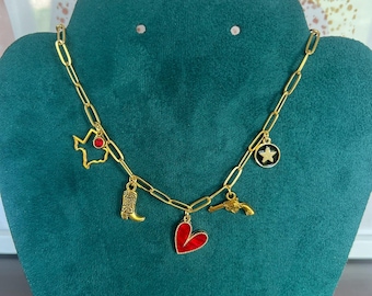 Texas Tech Charm Necklace 14k gold plated    *Customizable