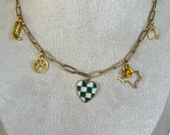 Baylor University Charm Necklace: 14k Gold Plated, Customizable | BU Necklace | Baylor necklace