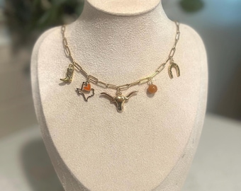University of Texas Charm Necklace 14k gold plated  *Customizable