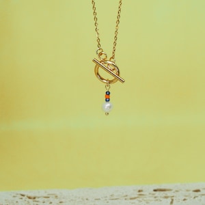 Stainless steel chain with pendant / toggle clasp / gold plated