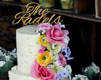 Personalized Gold Wedding Cake Topper: Rustic Anniversary Decor