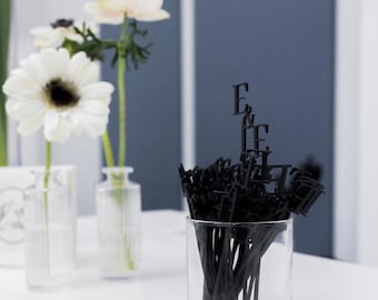 Custom Wedding Logo Stir Sticks | Personalized Cocktail Stirrers | Acrylic Drink Sticks for Parties & Events