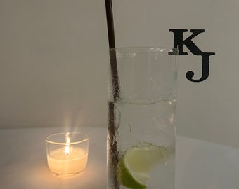 Personalized Wedding Drink Tags: Custom Initial Drink Stirrers