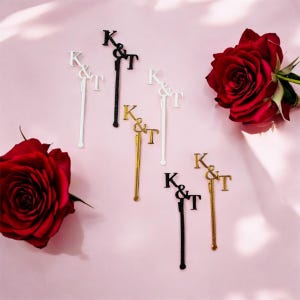 CUSTOM Drink Stirrers | Personalized Wedding Stir Sticks | Custom Initial Cocktail Stirrers | Birthday, Engagement Party | Drink Tags