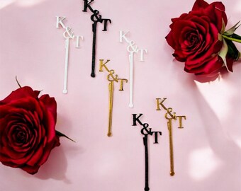 Personalized Wedding Drink Charms – Acrylic Name Tags for Champagne & Cocktail Glasses