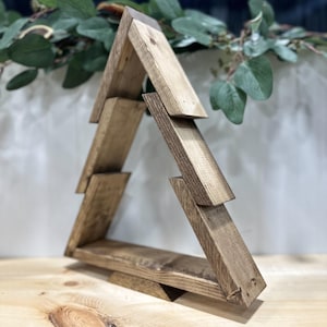Handcrafted Wooden Christmas Tree Decor: Rustic Pine Mantle Tree