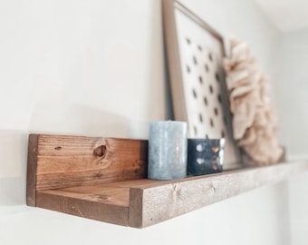 Picture Ledge Wood Floating Shelf Photo Rail Picture Shelves Wood Bookshelf for Kids Room Decor Minimalist Design Wide Shelf