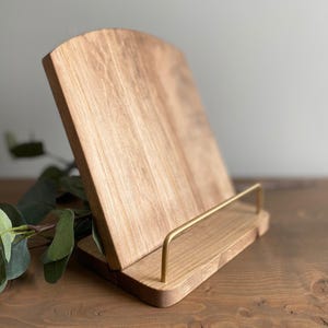 Cookbook Stand Wood Recipe Book Holder Countertop Rustic Baking Recipe Display for Kitchen Custom Gift for Chef Idea Handsfree Tablet Stand