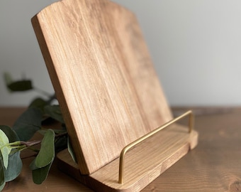 Cookbook Stand Wood Recipe Book Holder Countertop Rustic Baking Recipe Display for Kitchen Custom Gift for Chef Idea Handsfree Tablet Stand