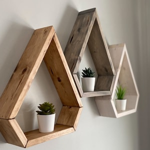 Teardrop Solid Wood Floating Shelf: Rustic Wall Decor