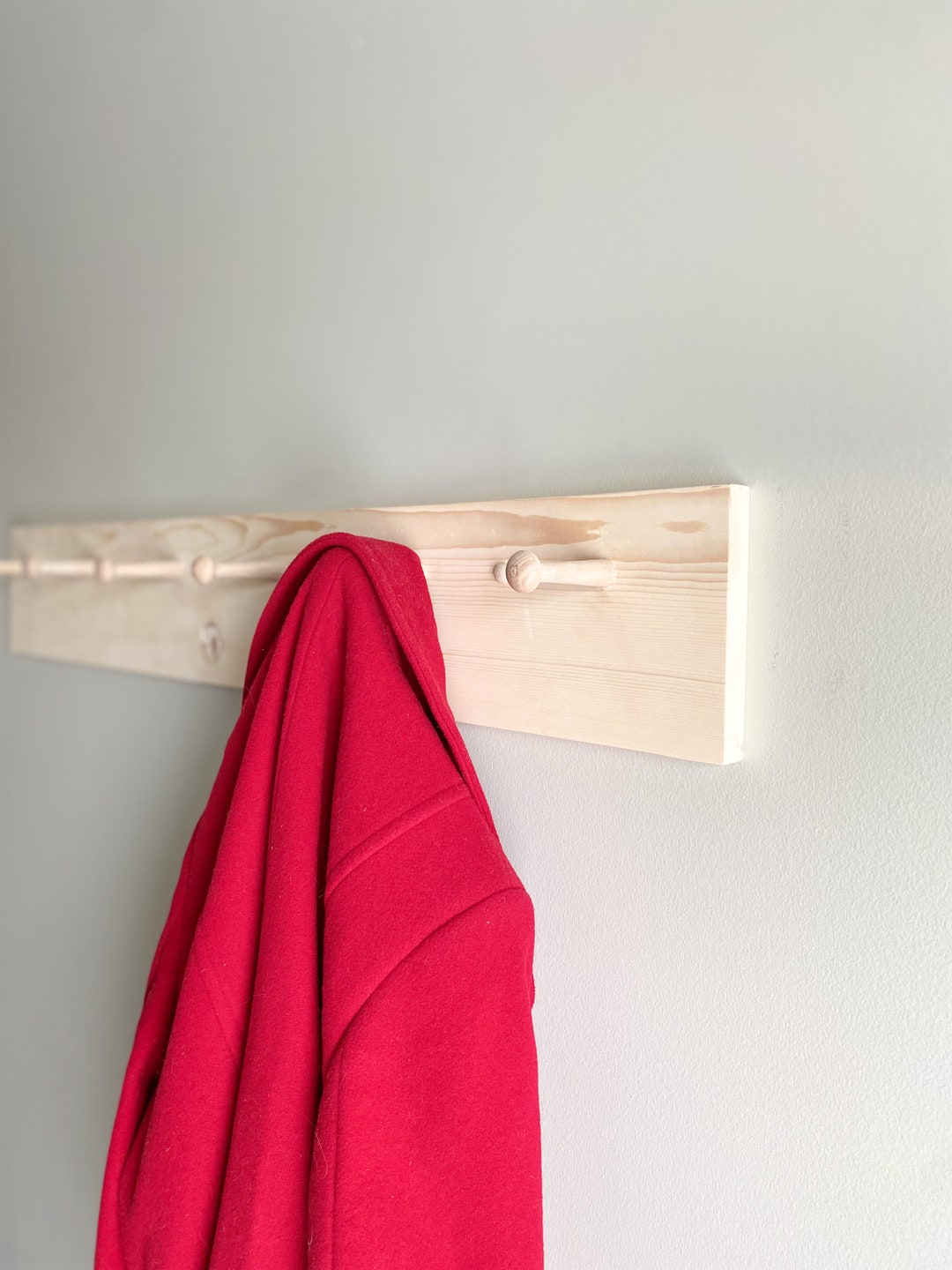 Shaker Peg Rail, Wood Peg Rail, Floating Shelf With Hooks, Coat Rack