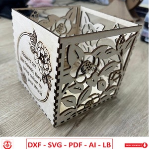 Archivo digital - Macetero - Corte láser, macetero, regalo de madera para amantes de las plantas - archivos dxf, stvg, ai, pdf, pound (lightburn) - Descarga instantánea