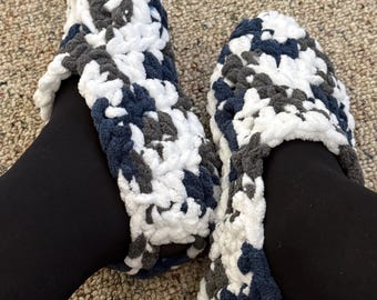 Hand crocheted soft warm slippers