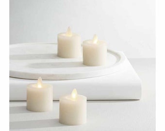 Pottery Barn Premium Flicker Flameless Wax Votive Candle, Ivory - Set of 4